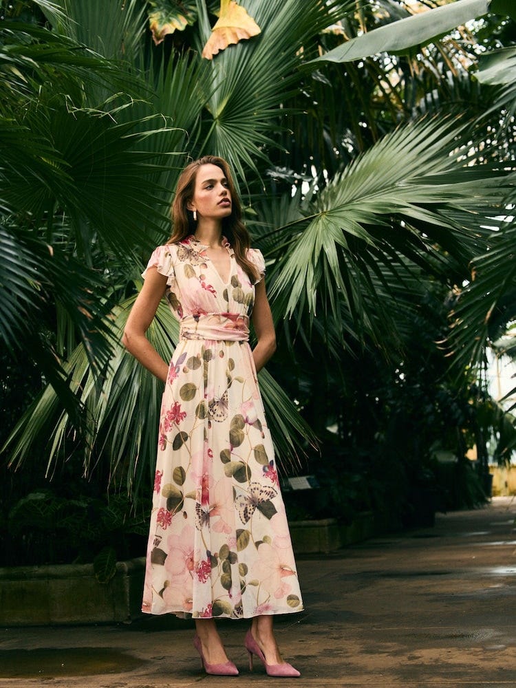 Cream White Tropical Print Kew Collection
