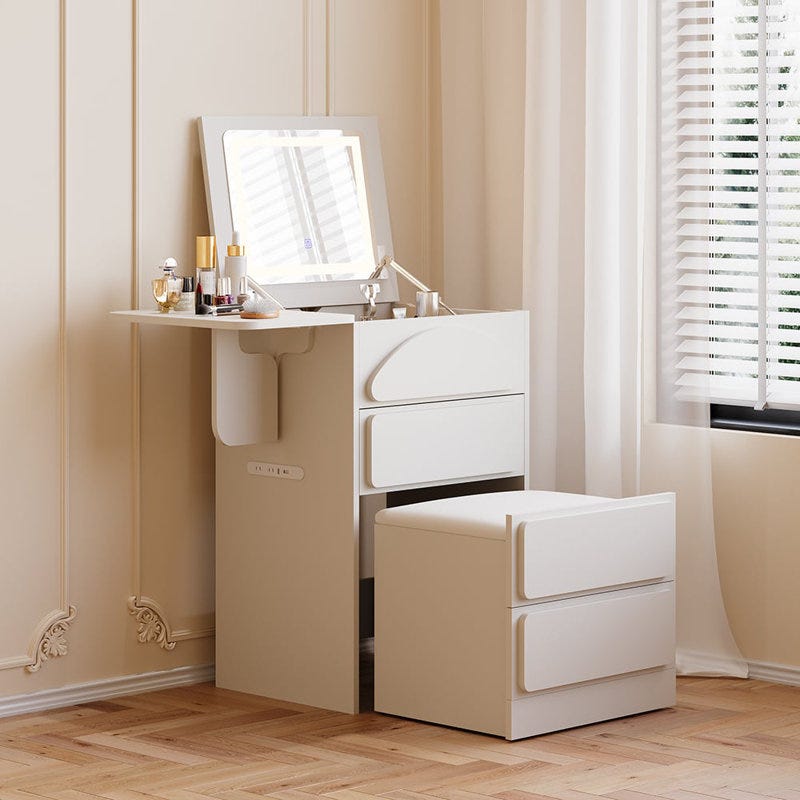 Modern White Makeup Vanity Set 