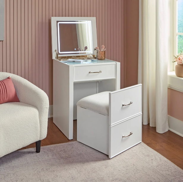Lift-top Vanity with LED Lighted Mirror Item