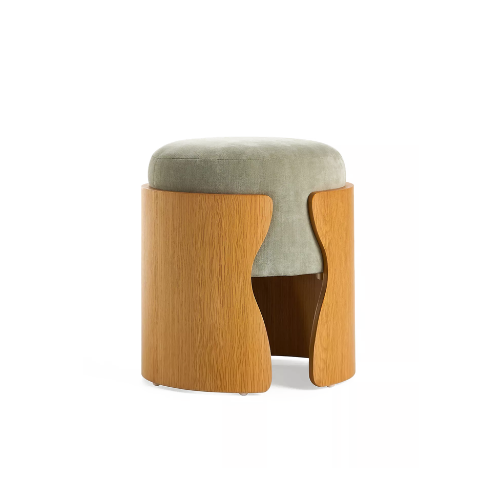 Lusso Velvet Stool in Blue in Light Blue