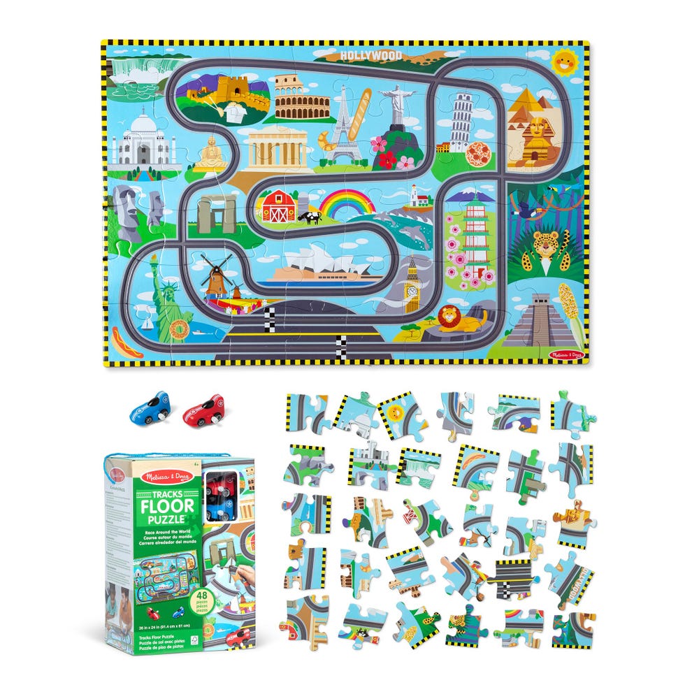Race Around the World Tracks Cardboard Jigsaw Floor Puzzle