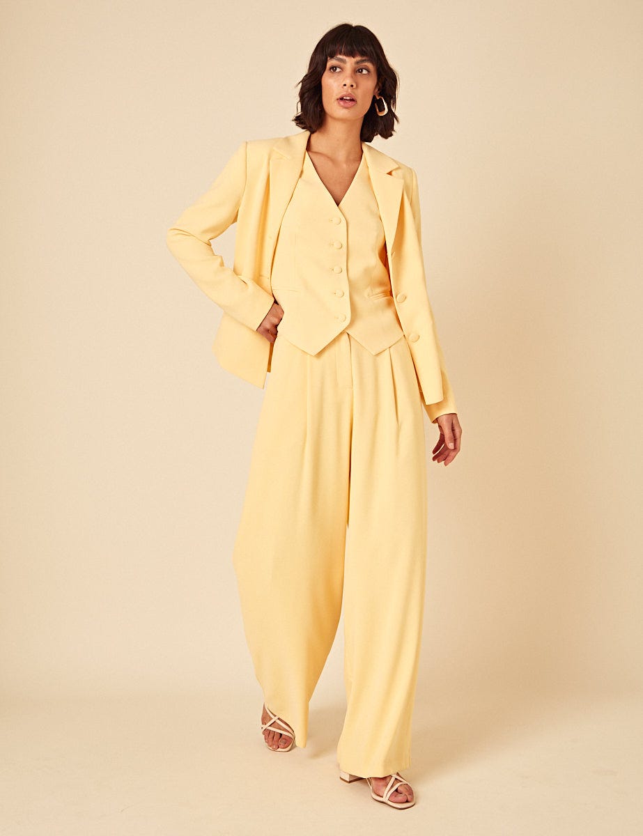 Butter Yellow Wide Leg Trousers