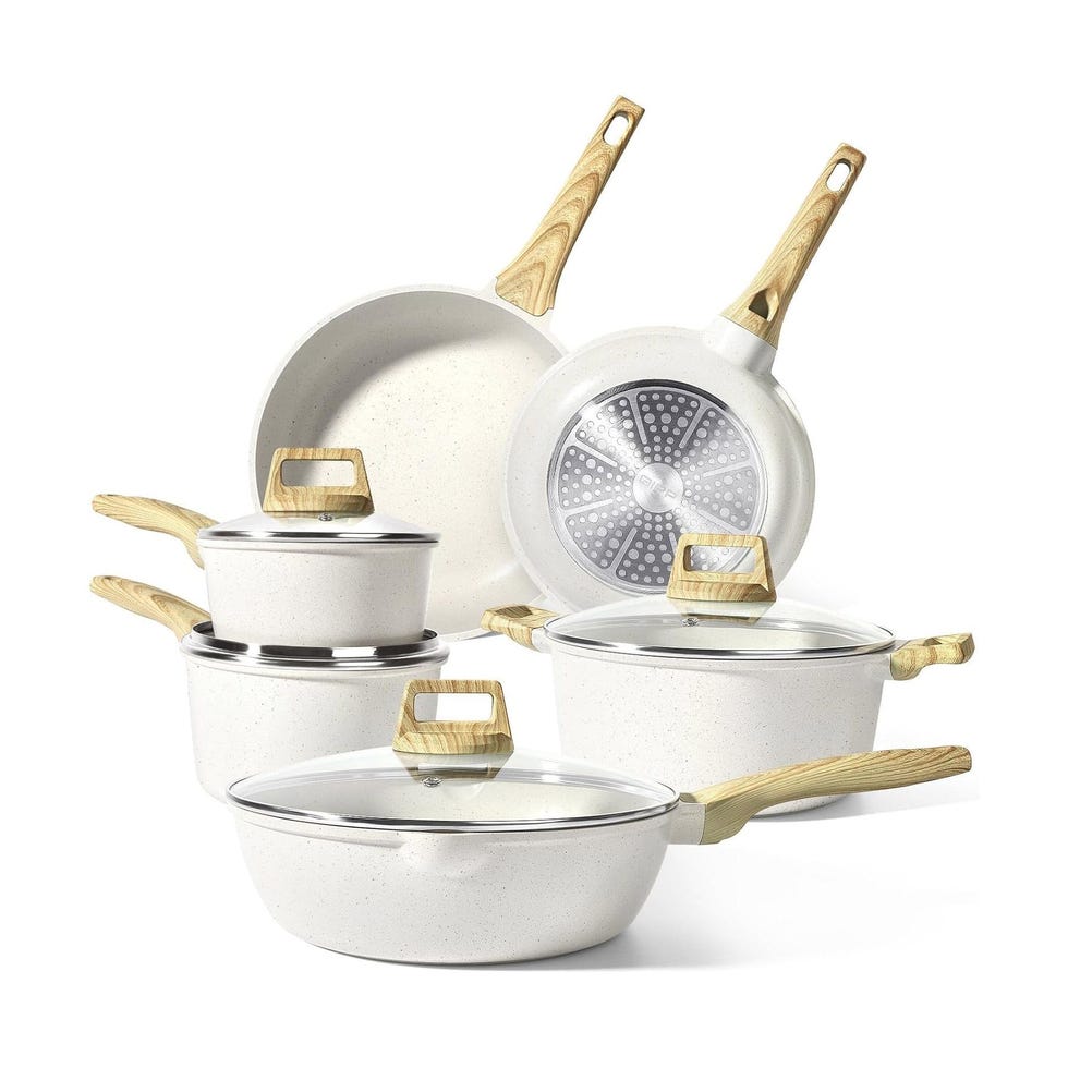Batería de cocina blanca, antiadherente para inducción