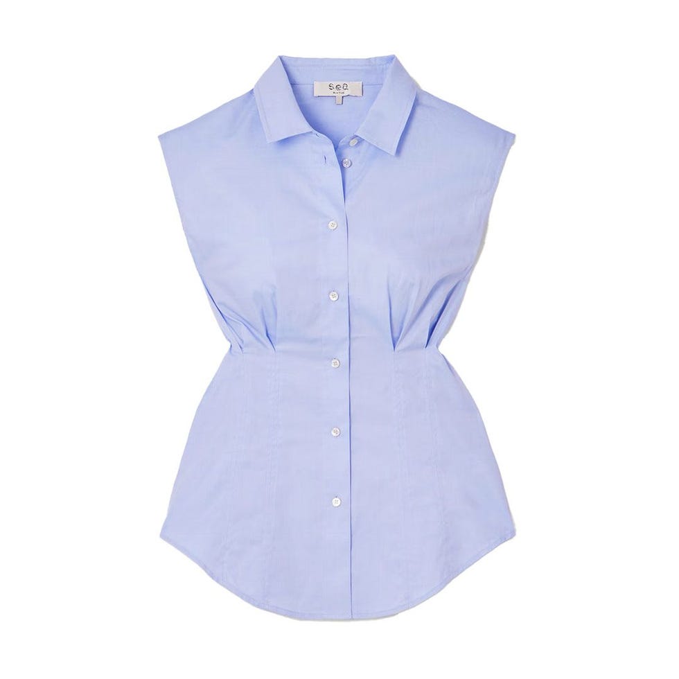 Kendra Pleated Cotton-Twill Blouse