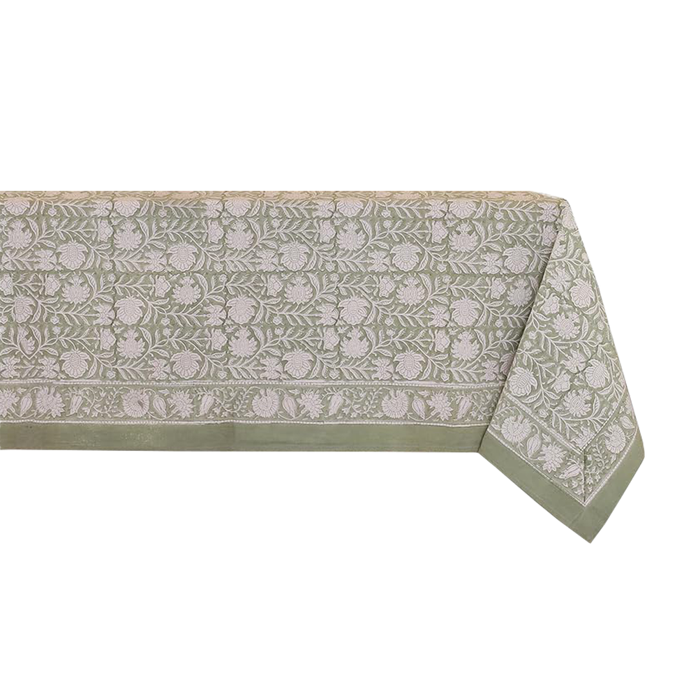 Indian Handblock Print Cotton Tablecloth 60” x 90”