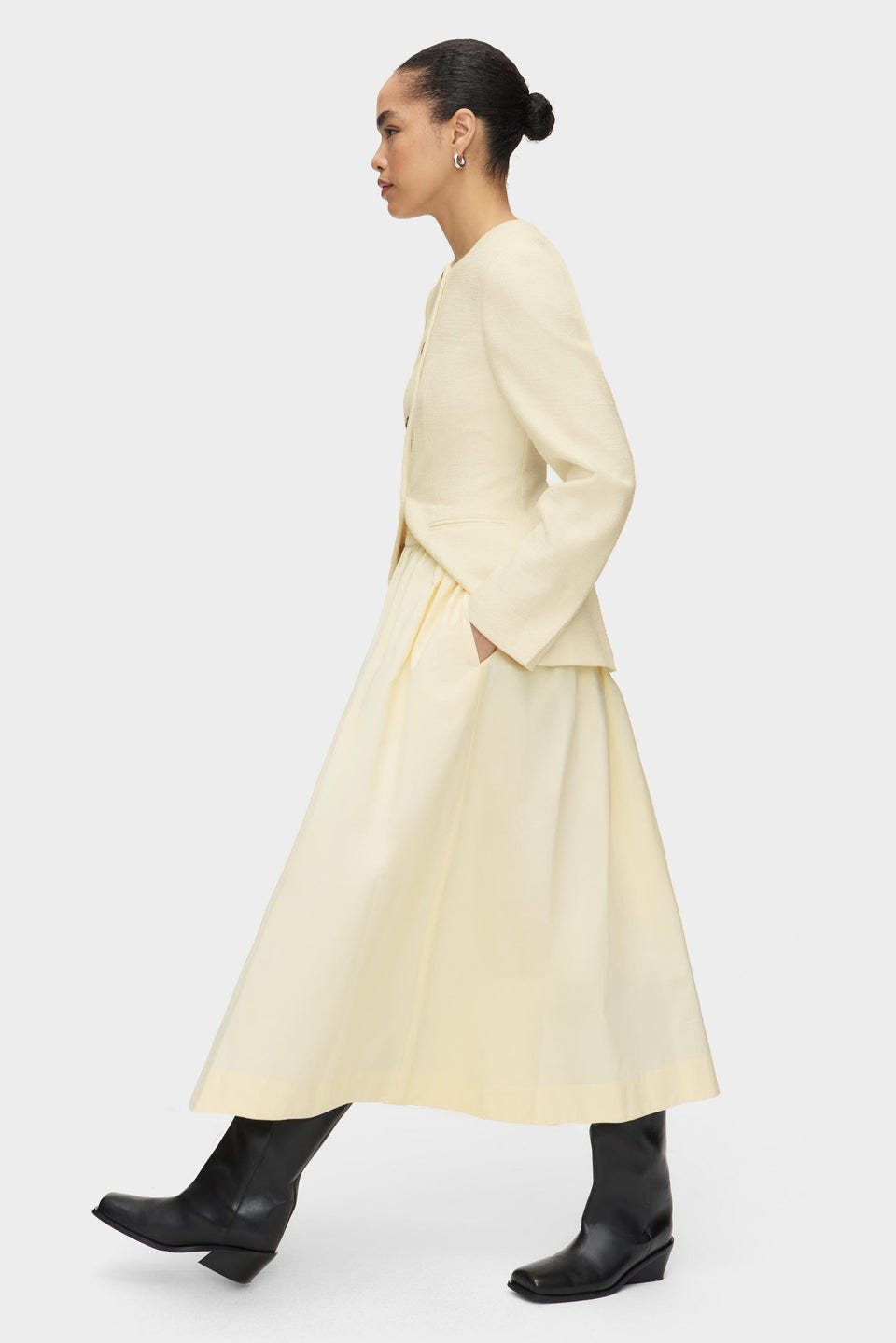 Elasticated Cotton Midi Skirt