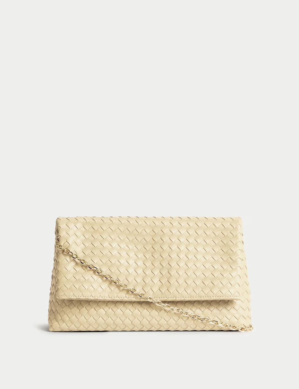 Faux Leather Woven Clutch Bag