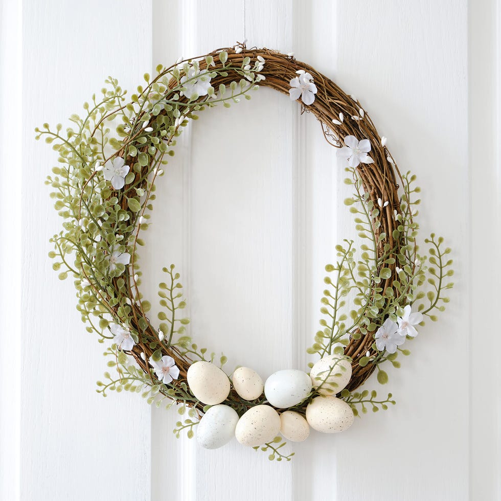 Easter Door Wreath Foliage with Eggs