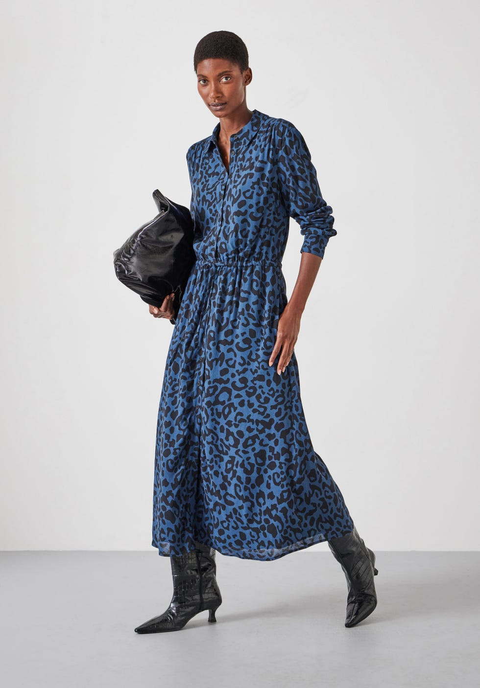 Rosey Leopard Midi Shirt Dress