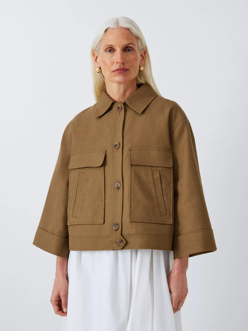 John Lewis Cotton Linen Blend Jacket  Khaki
