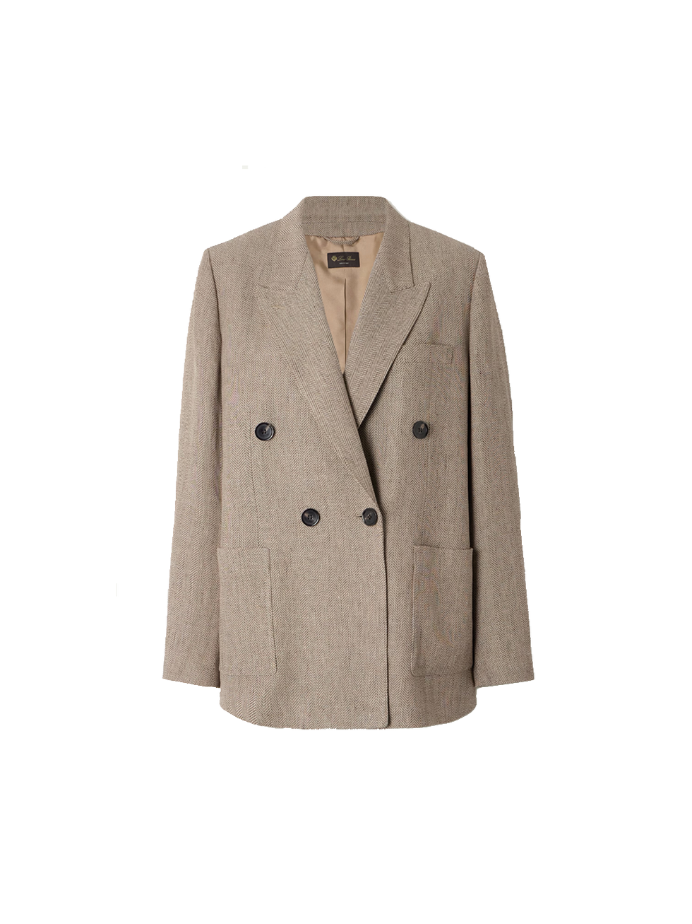 Loro Piana Genny double-breasted herringbone linen blazer