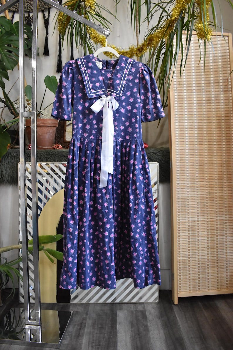 Vintage Laura Ashley Puff Sleeve Sailor Dress