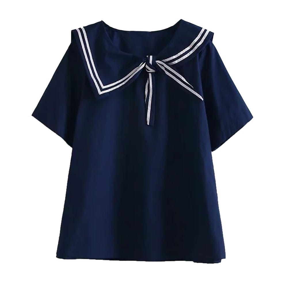Women's Long Sleeve Navy Collar Sailor Top