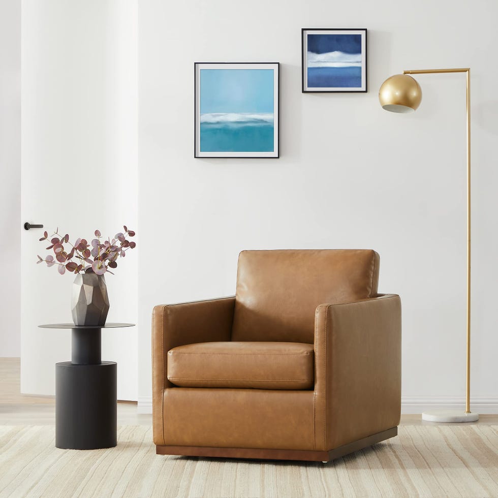 Leather Swivel Accent Chair