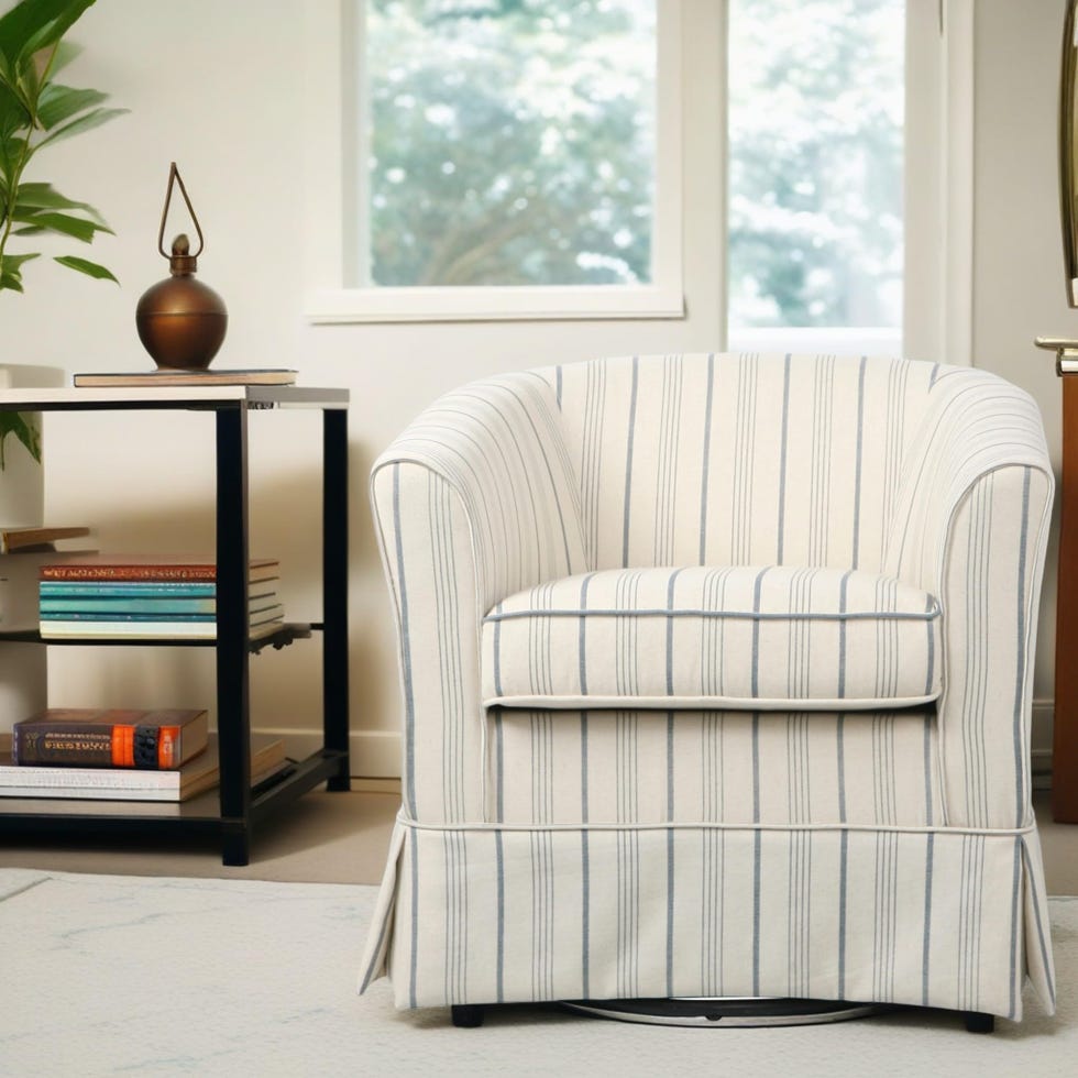 Striped Swivel Accent Chair