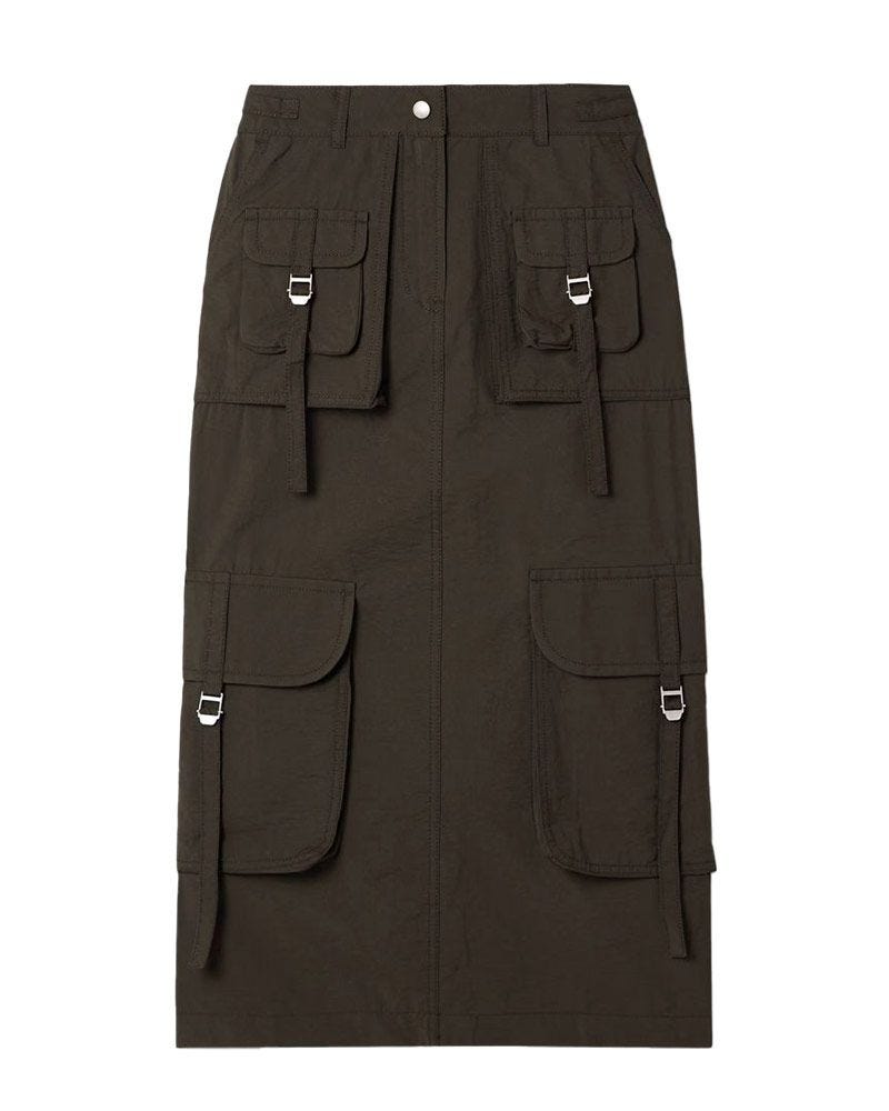 Cotton-blend Midi Cargo Skirt