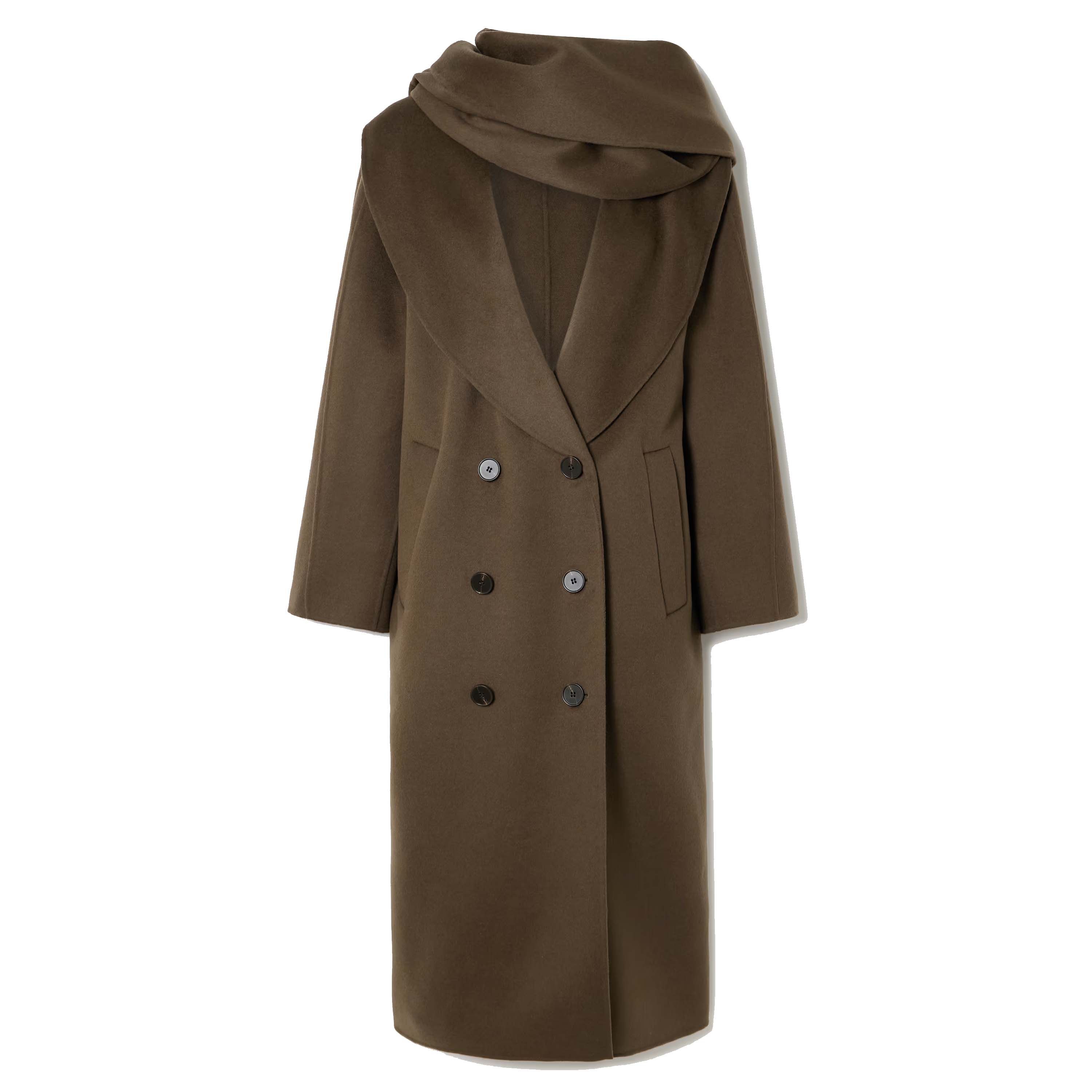 double-breasted scarf coat