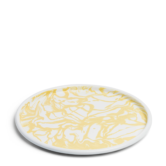 Marble Tray Plate Yellow Enamel