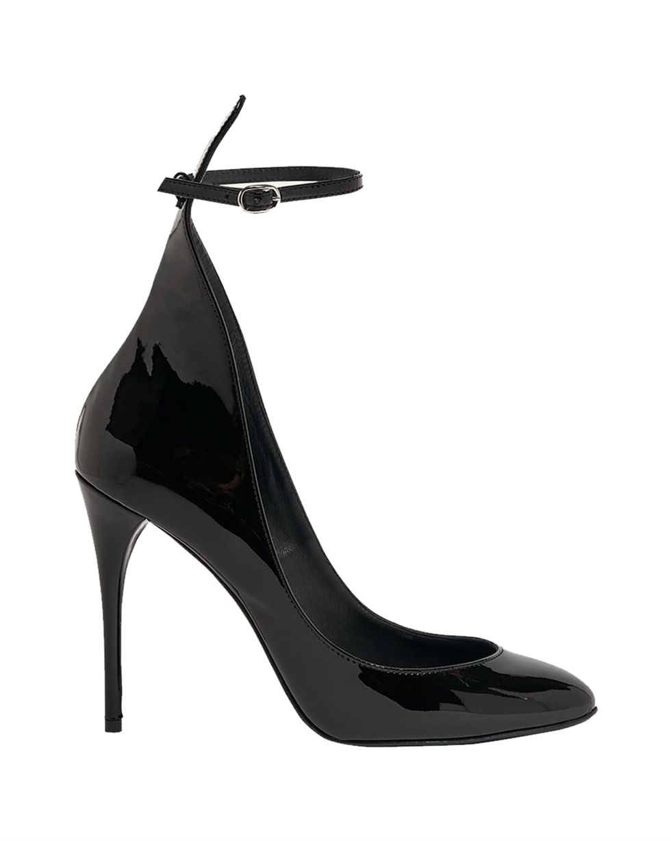 Patent Ankle-Strap Stiletto Pumps