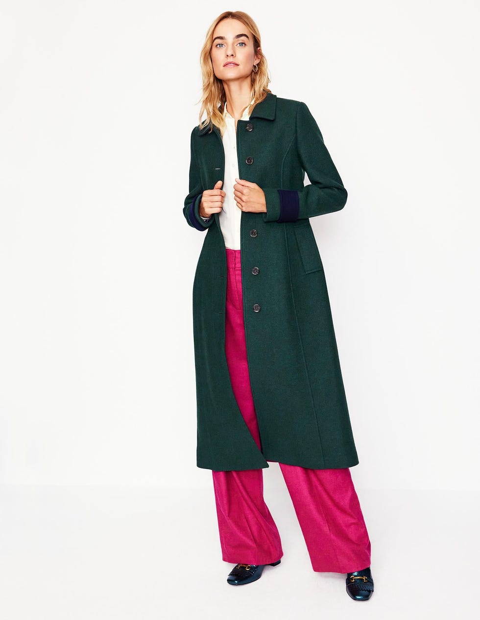 Durham Midi Coat Colourblock Green