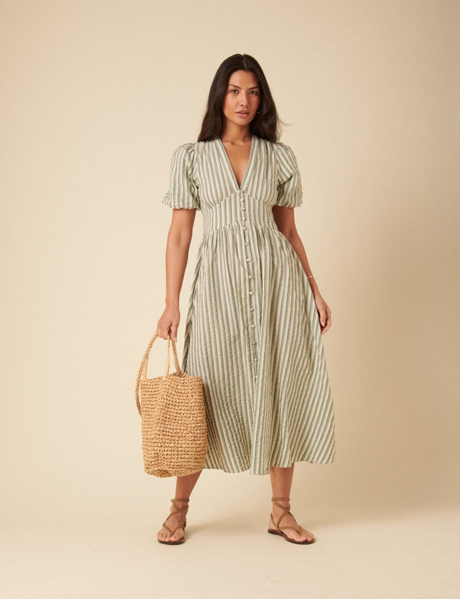 The Stripey One... Green Starlight Midi Dress