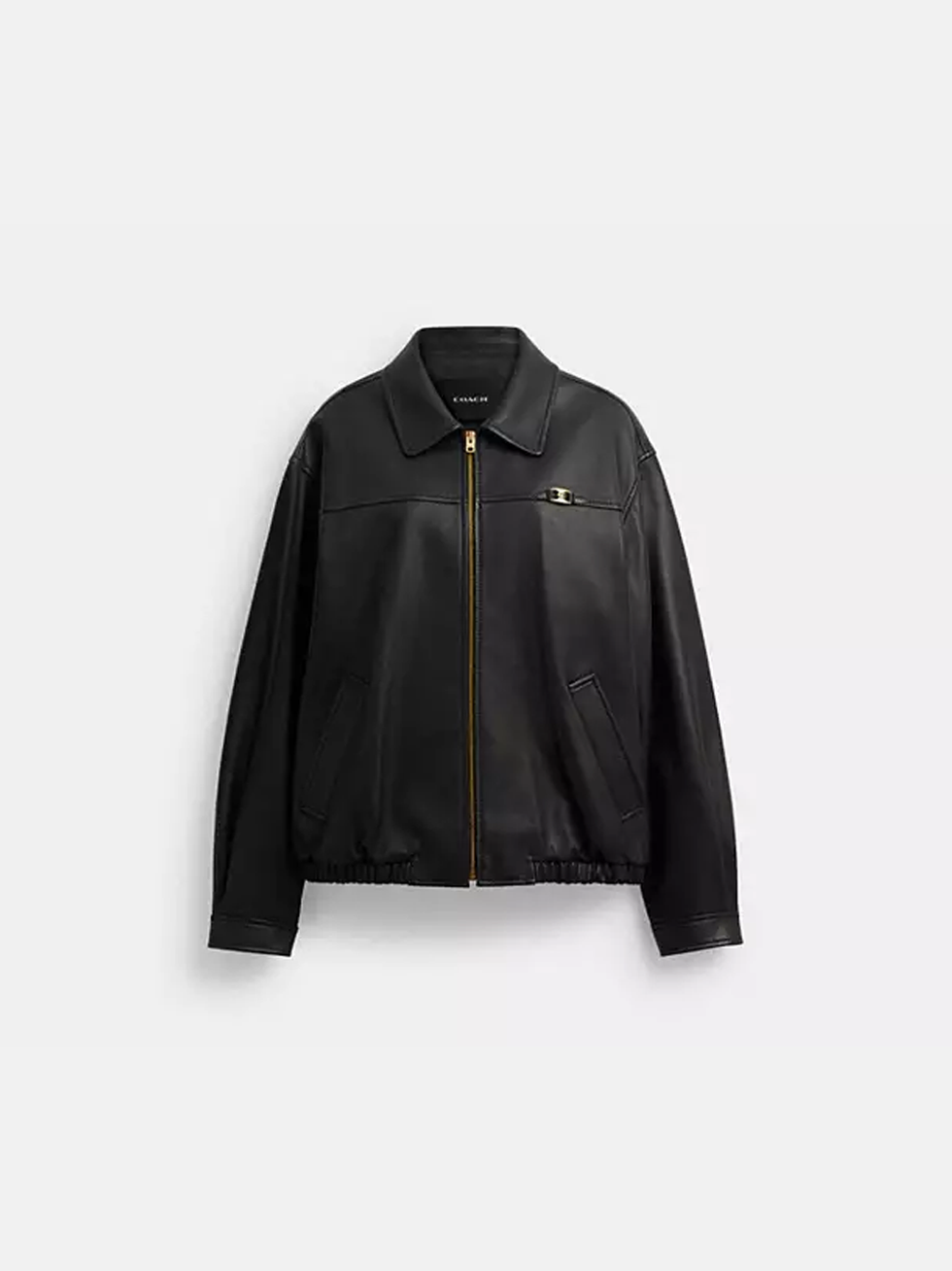 Coach heritage C plaque oversized leather jacket