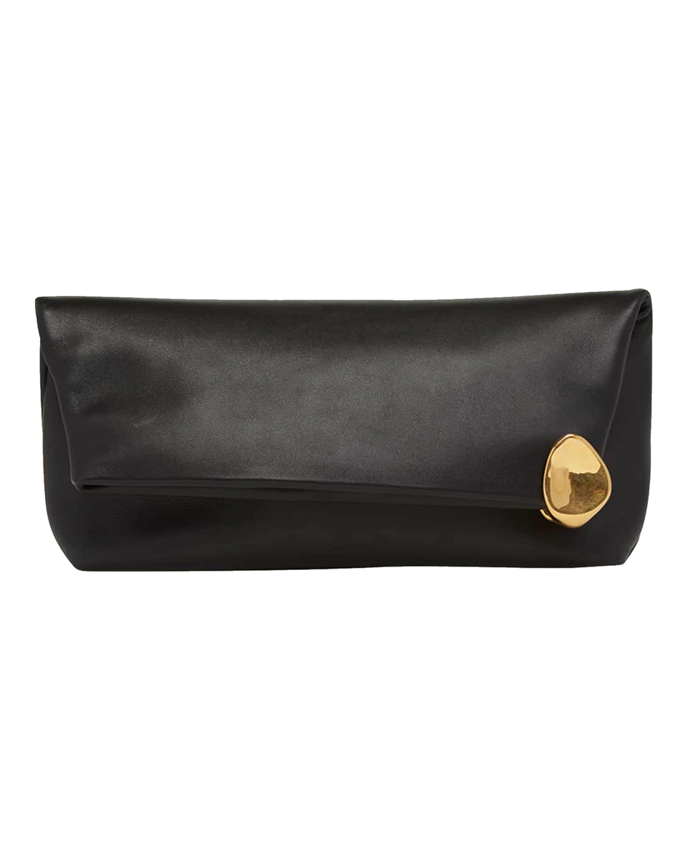Borsa a mano in pelle con pochette gioiello