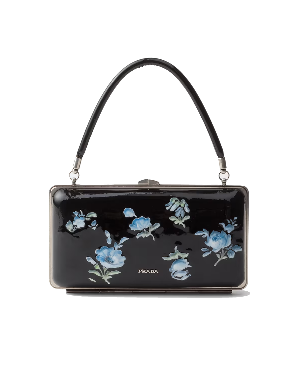 Pochette in pelle verniciata stampata