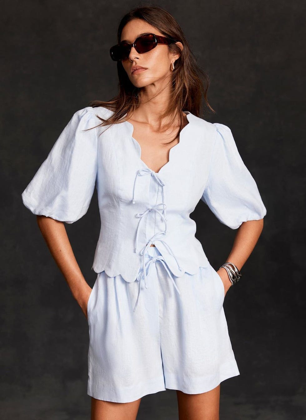 Scallop Tie-Front Top