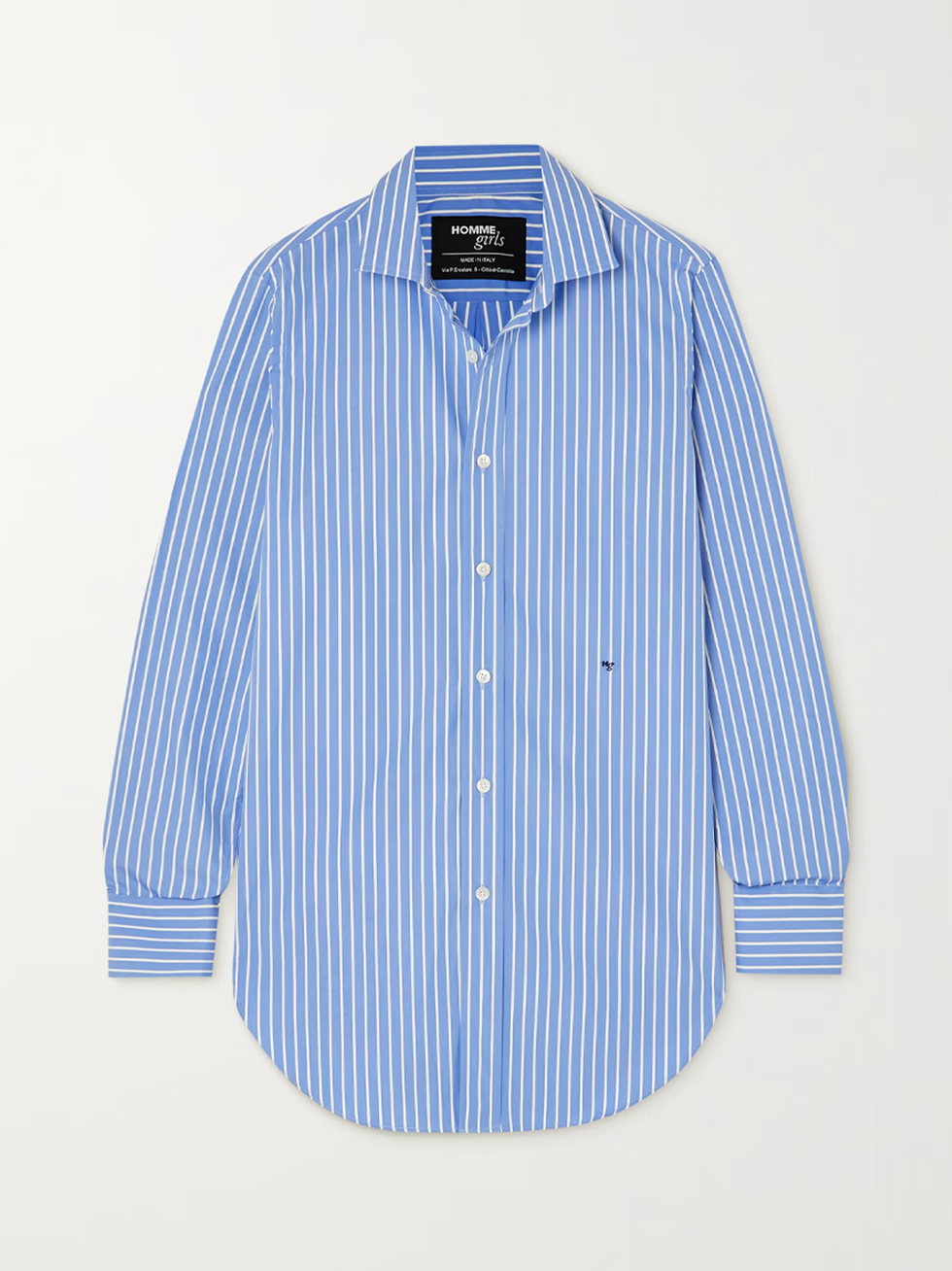 Hommegirls striped cotton-poplin shirt
