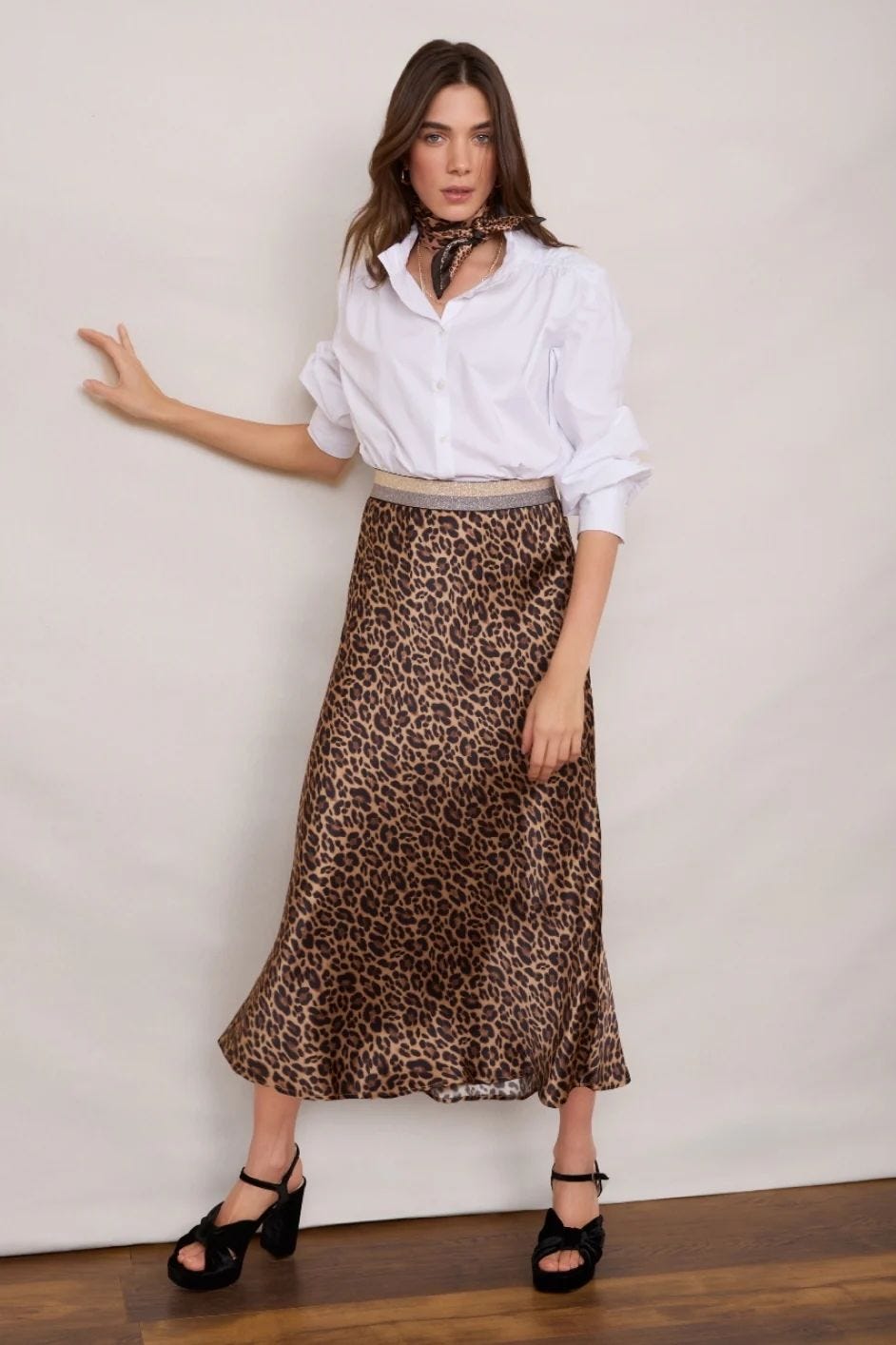 Ella Silk Skirt Leopard