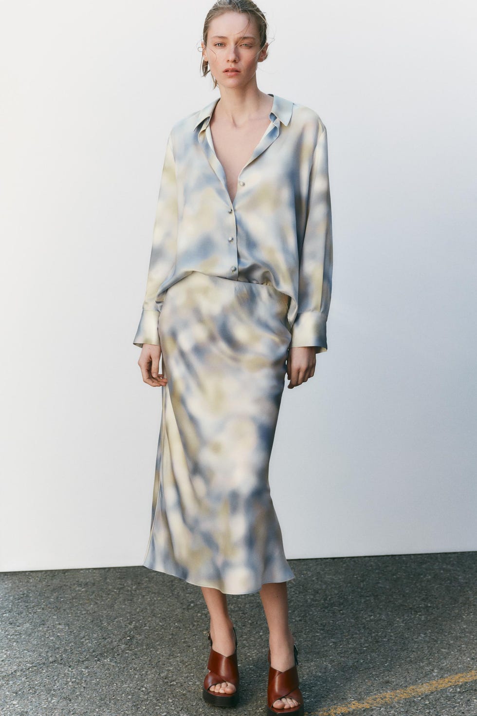 Satin Tie-Dye Skirt