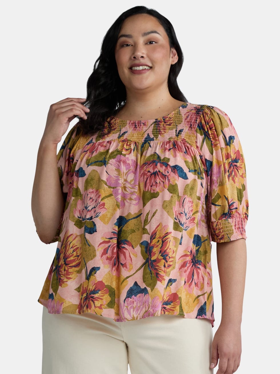 Terra & Sky Smocked Blouse