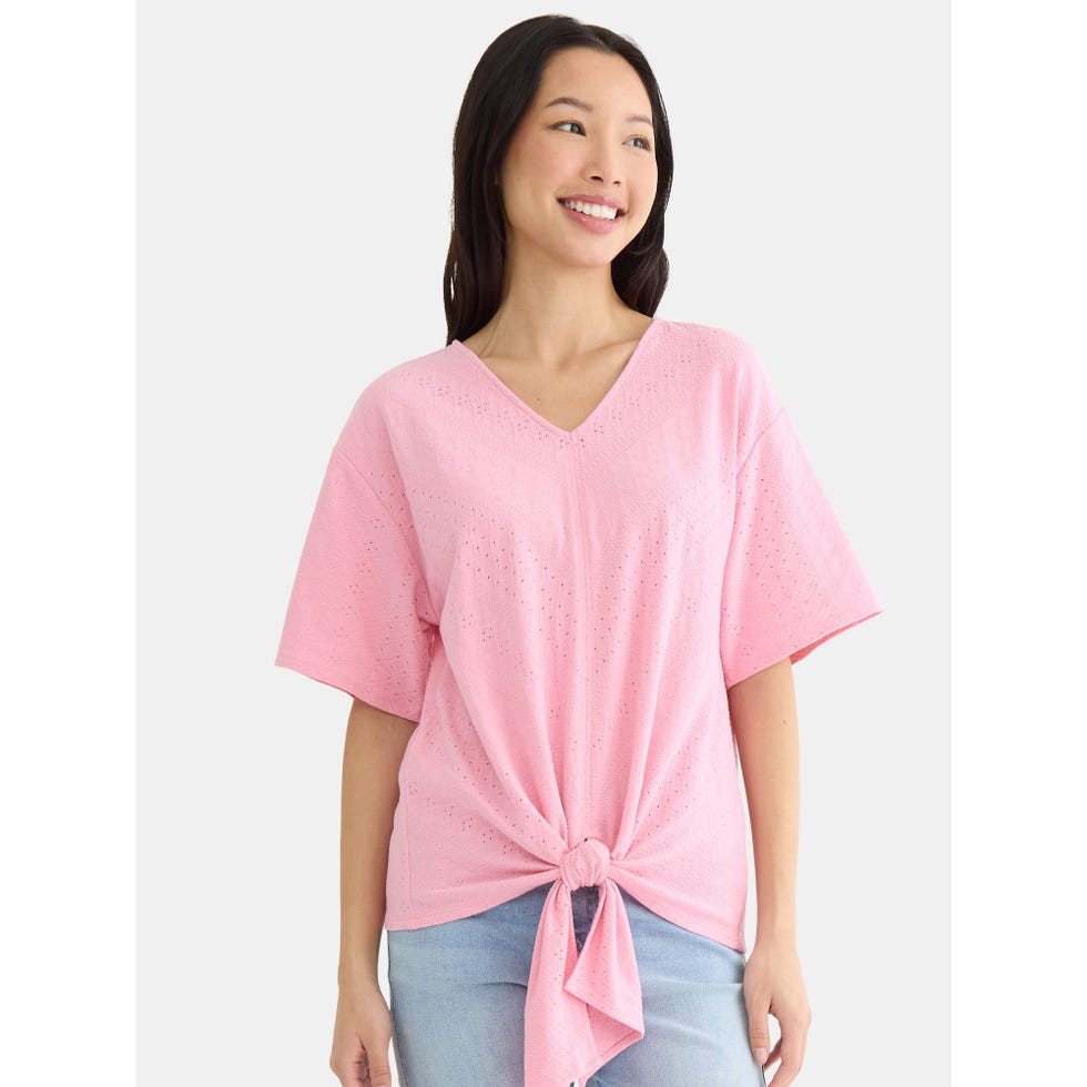 The Pioneer Woman Tie Front Textured Knit Top