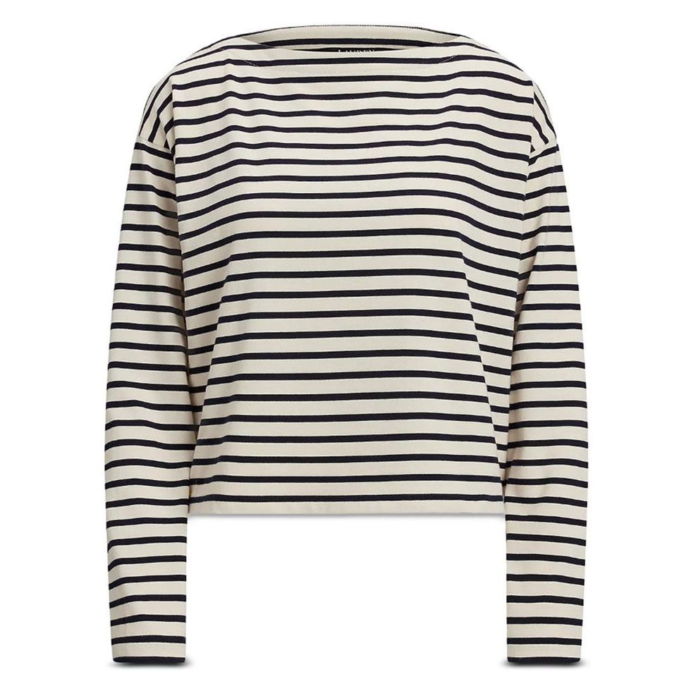 Striped Cotton Jersey Boatneck Top