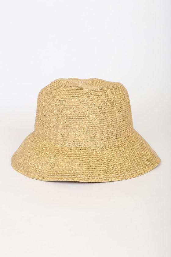 Bon Voyage Babe Tan Straw Bucket Hat
