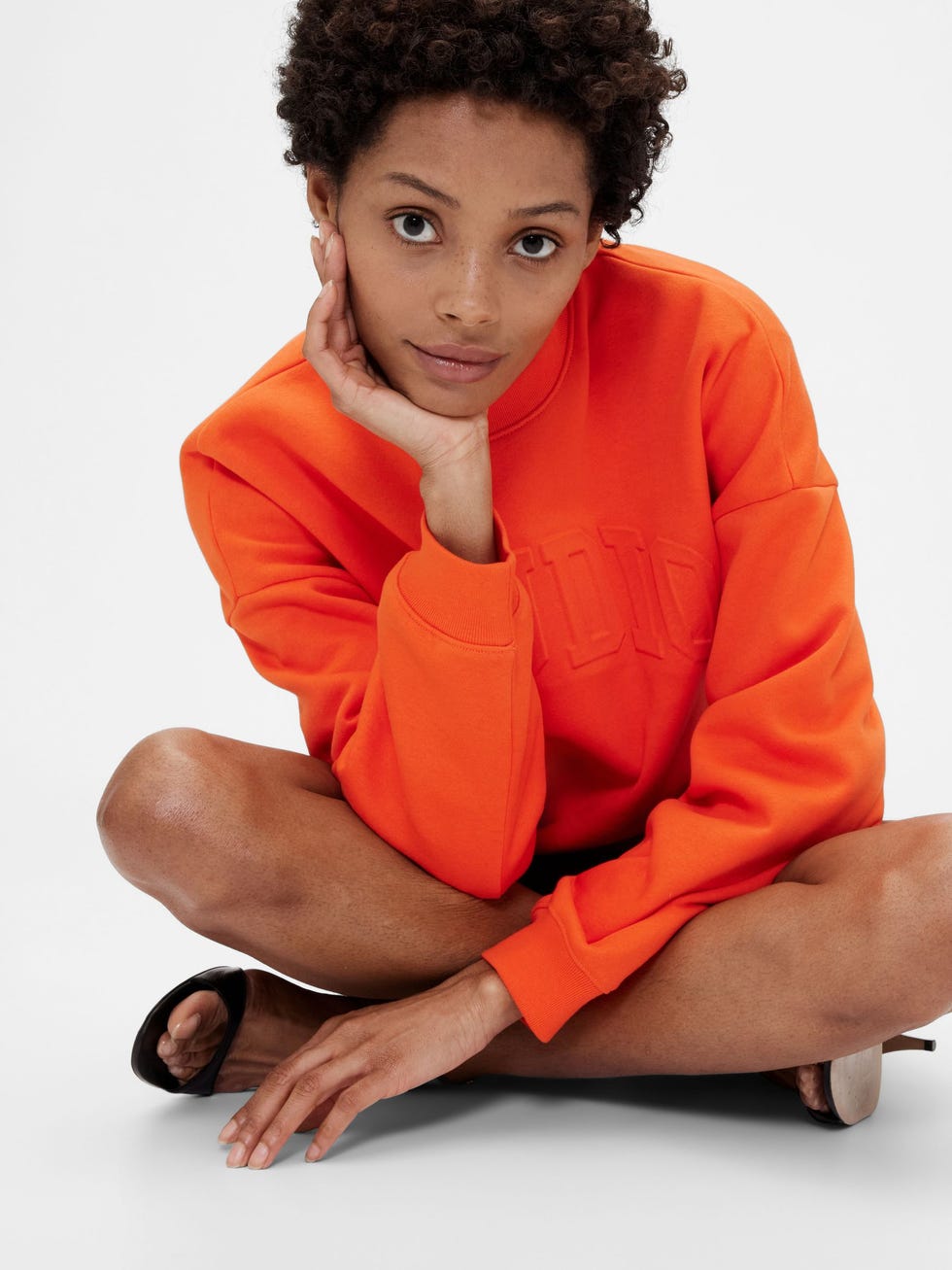 Cotton and Polyester Orange 'Studio' Sweatshirt