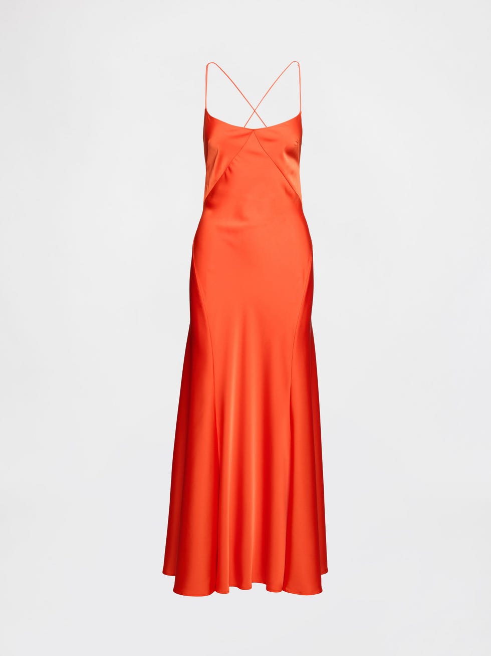 100% Recycled Polyester Orange Satin Slip Maxi Dress
