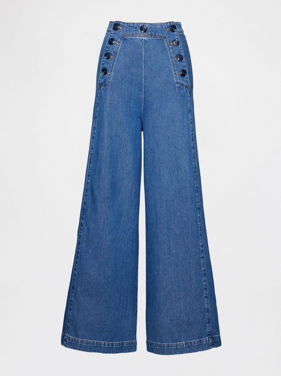 Cotton and Lyocell Wide-Leg Sailor Jeans