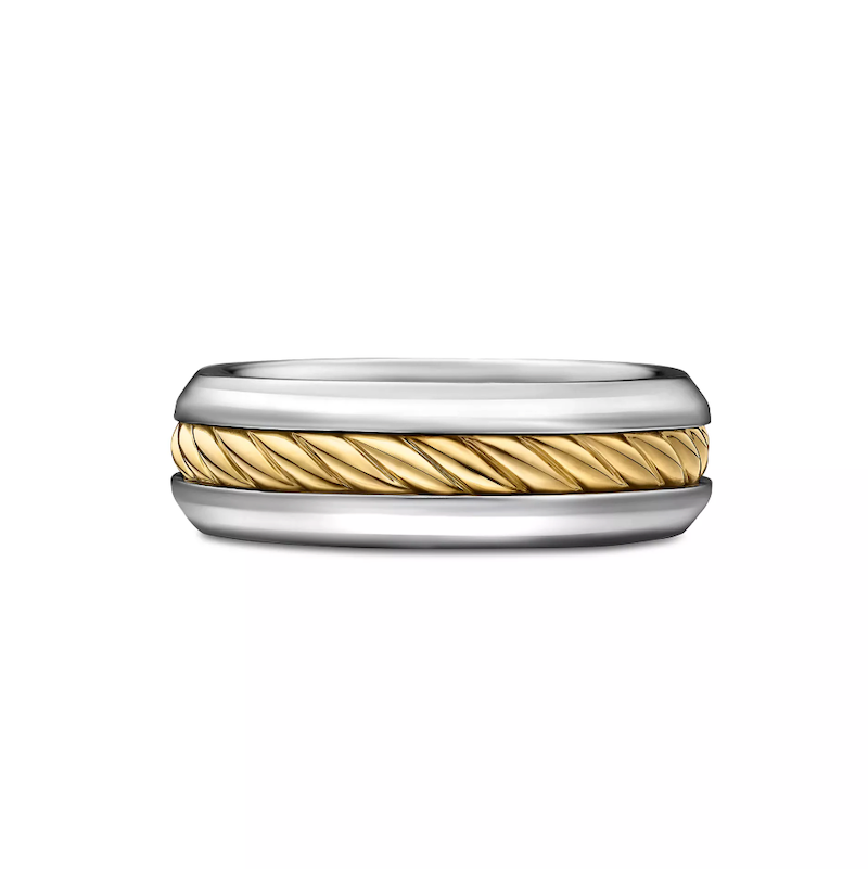 Cable Inset Band Ring with 18K Yellow Gold Cable Inset Band Ring with 18K Yellow Gold