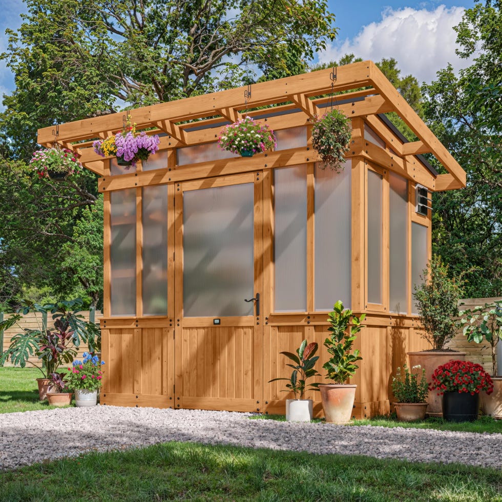 Poppy 9' x 6' Cedar Wood and Polycarbonate Walk-in Greenhouse Kit 