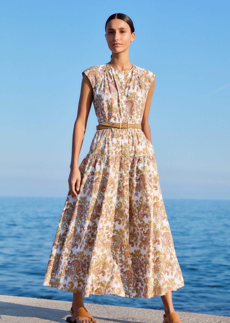 Cotton Paisley Print Maxi Dress
