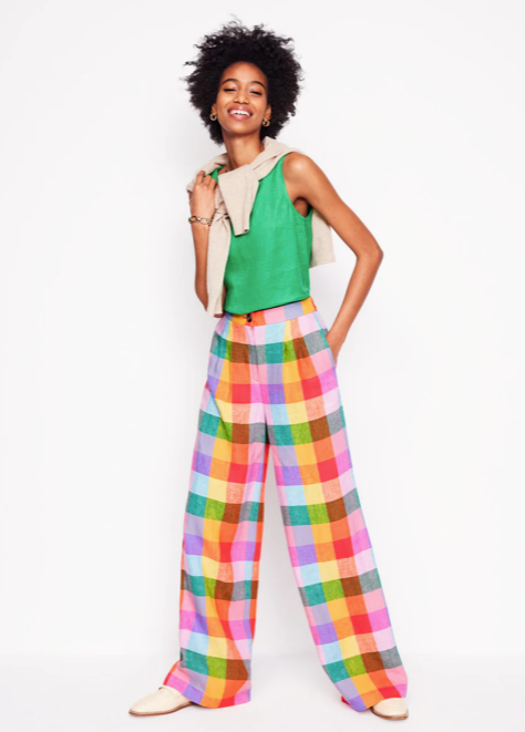 Dulwich Linen Trousers Rainbow Multigingham