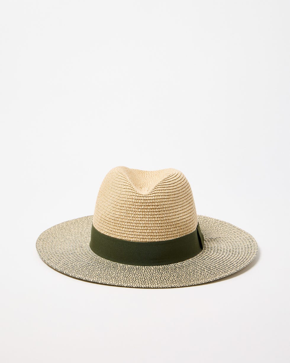 Green & Natural Twist Bow Fedora Hat