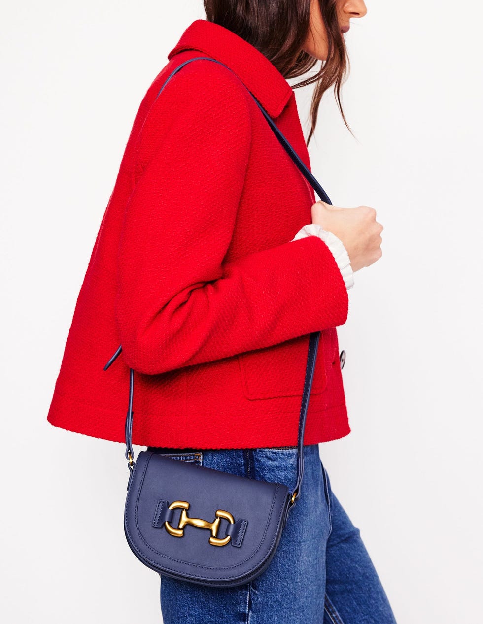 Iris Leather Mini Satchel Navy