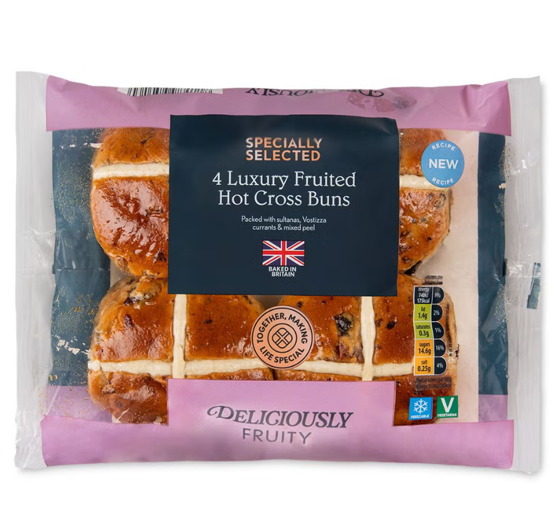 4 Luxury Fruited Hot Cross Buns