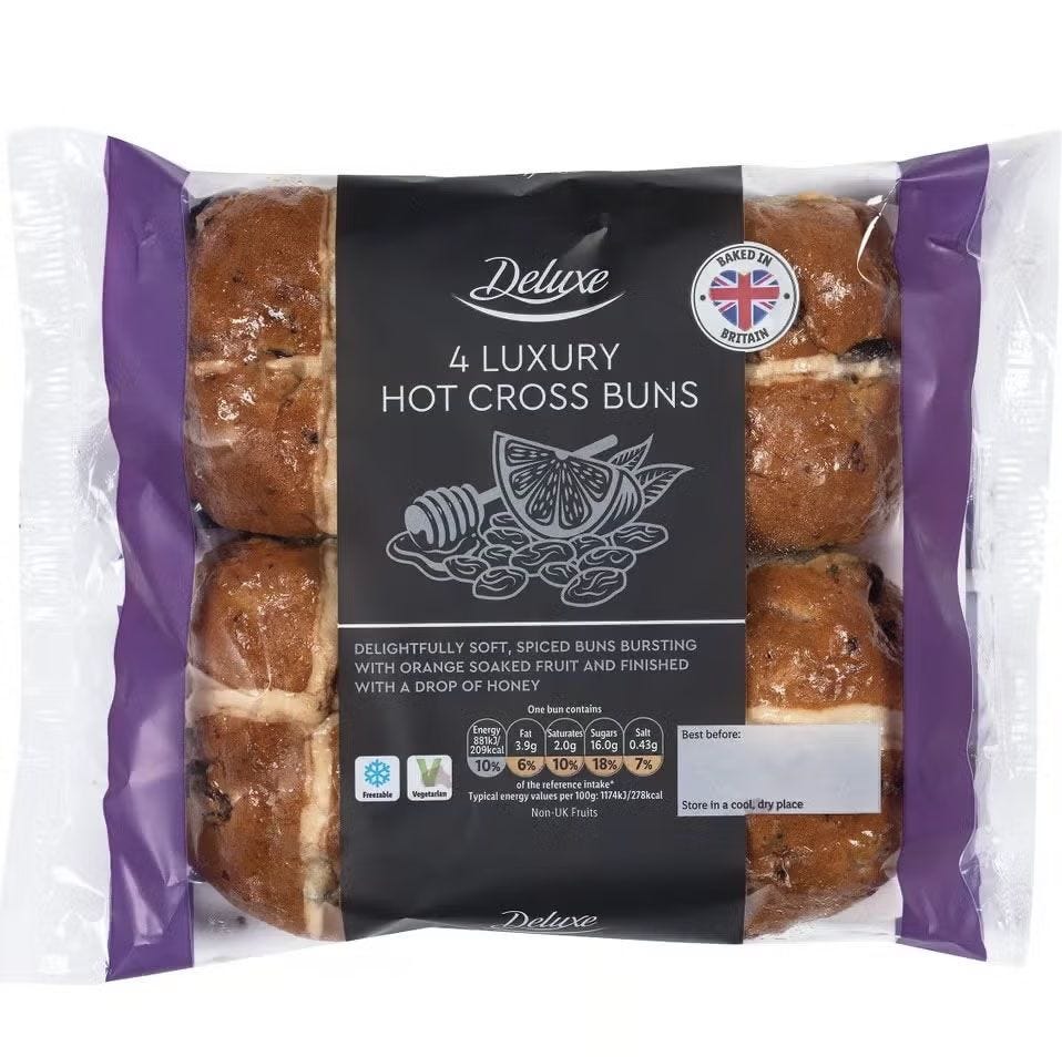 Deluxe Hot Cross Buns, 4pk
