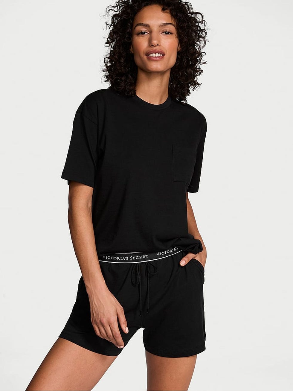 The Boyish One... Black short cotton pyjama set by Victoria’s Secret