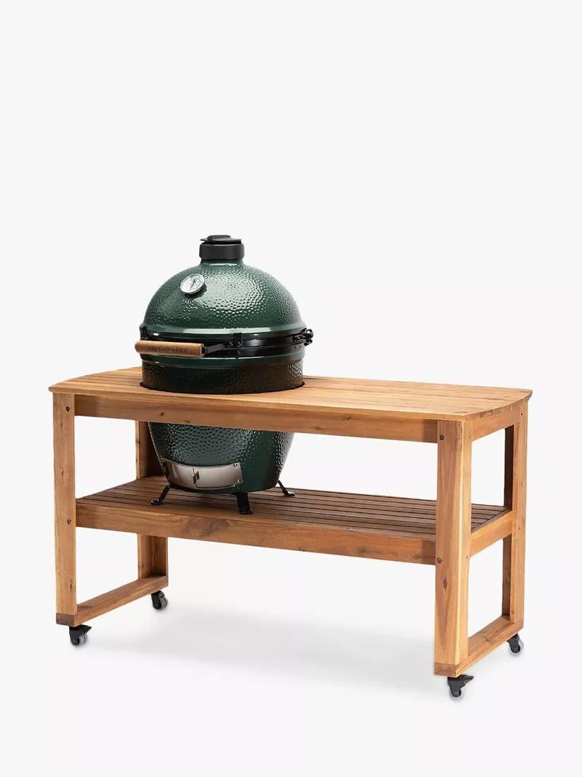 Large Egg BBQ & Eucalyptus Wood Table Bundle with ConvEGGtor & Cover