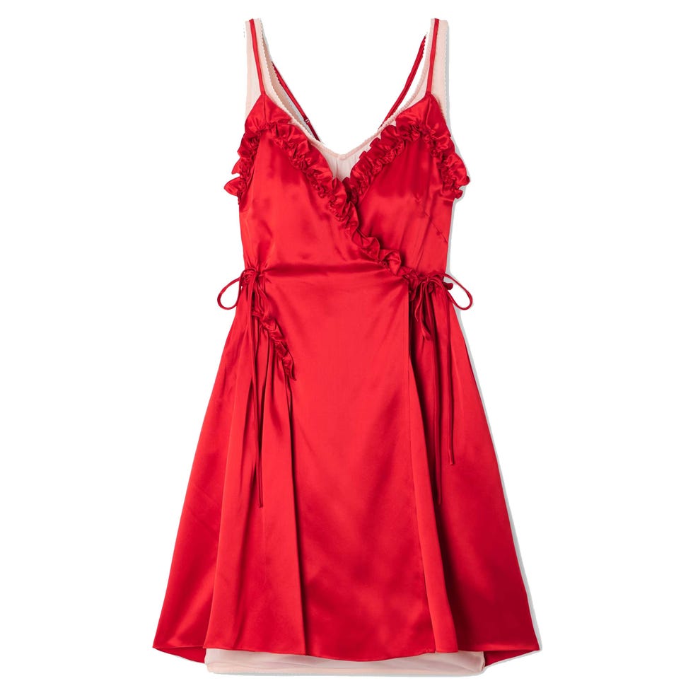 ruffle satin dress
